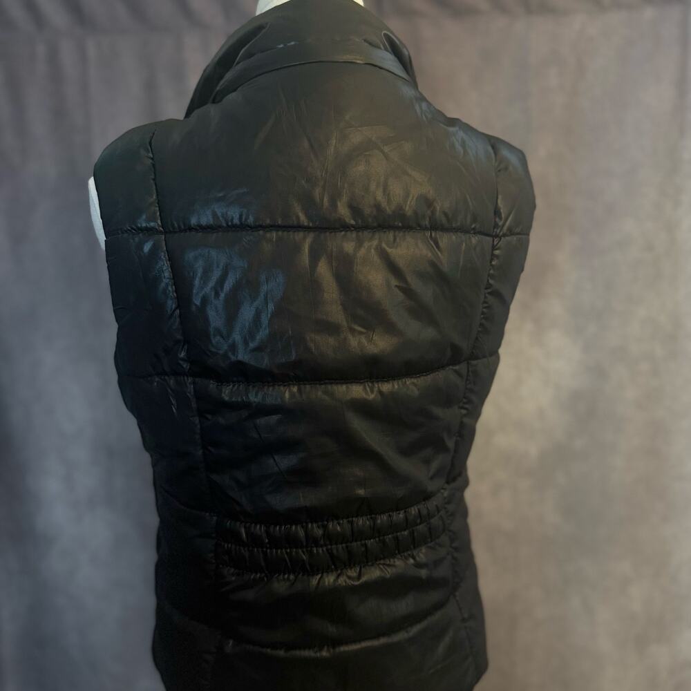 Aeropostale Women’s Medium Black Puffer Vest Purple  Pink Blue Leopard Lining - Picture 11 of 15